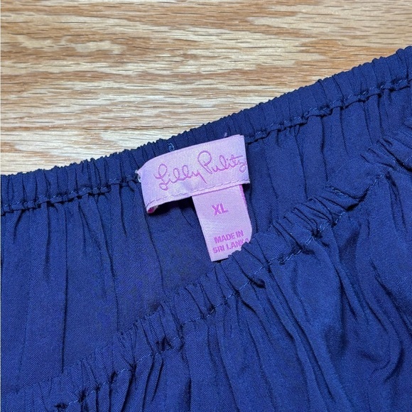 Lilly Pulitzer Blue Flutter Sleeve Blouse Relaxed Tie Front - Picture 2 of 6